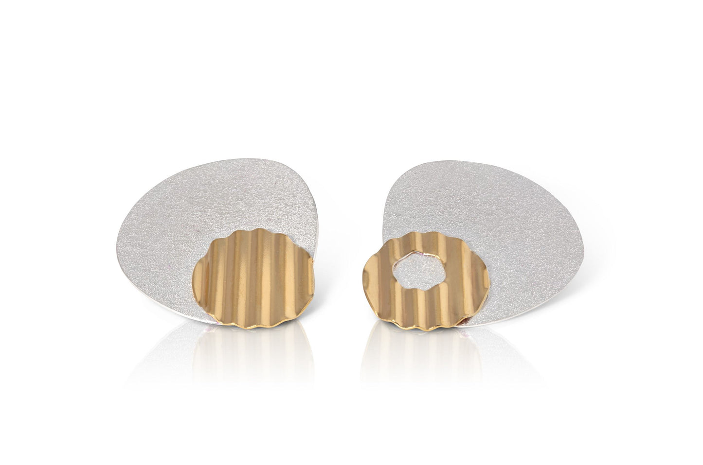 Textured Silver and Gold Plated Mismatched Earrings
