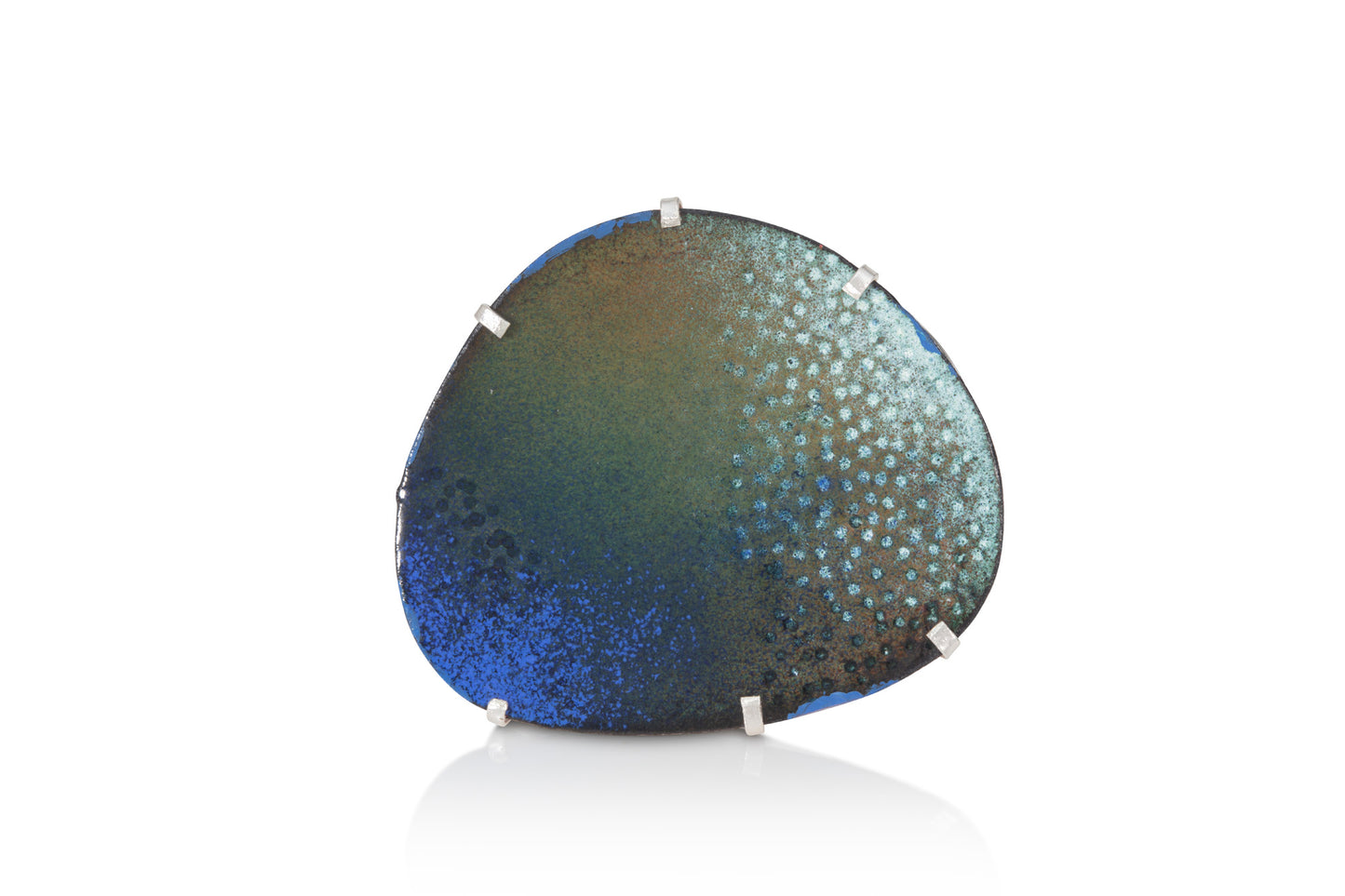 Northern Lights Enamelled Copper and Silver Brooch