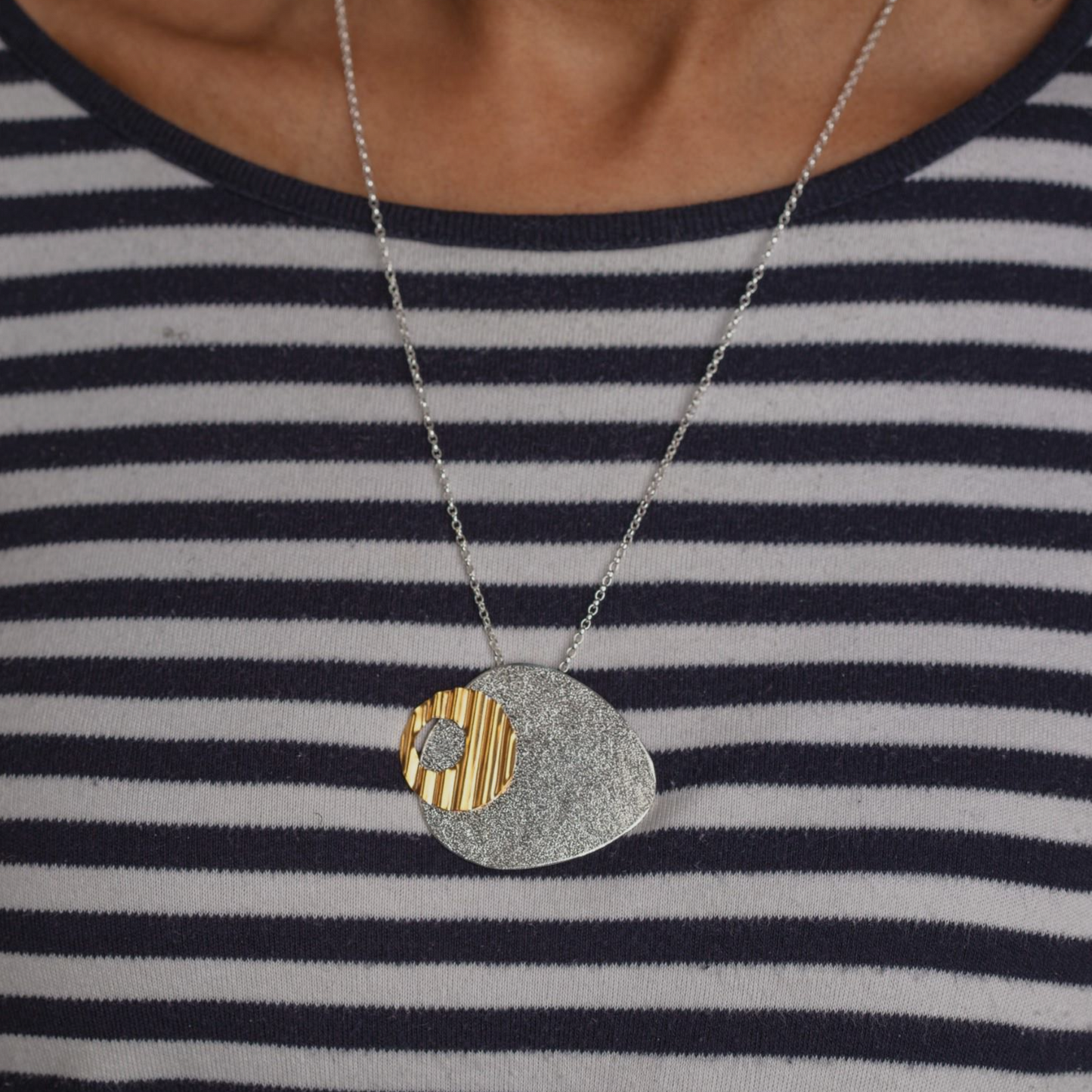 Textured Recycled Silver and Gold Plated Necklace