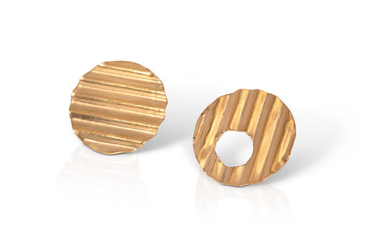 Gold Plated Silver Crinkle Mismatched Studs