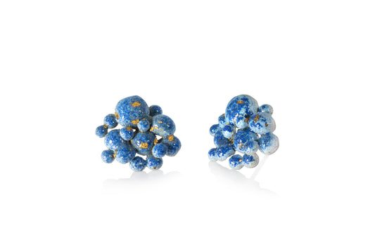 Enamel and 24 Carat Gold Stud Earrings